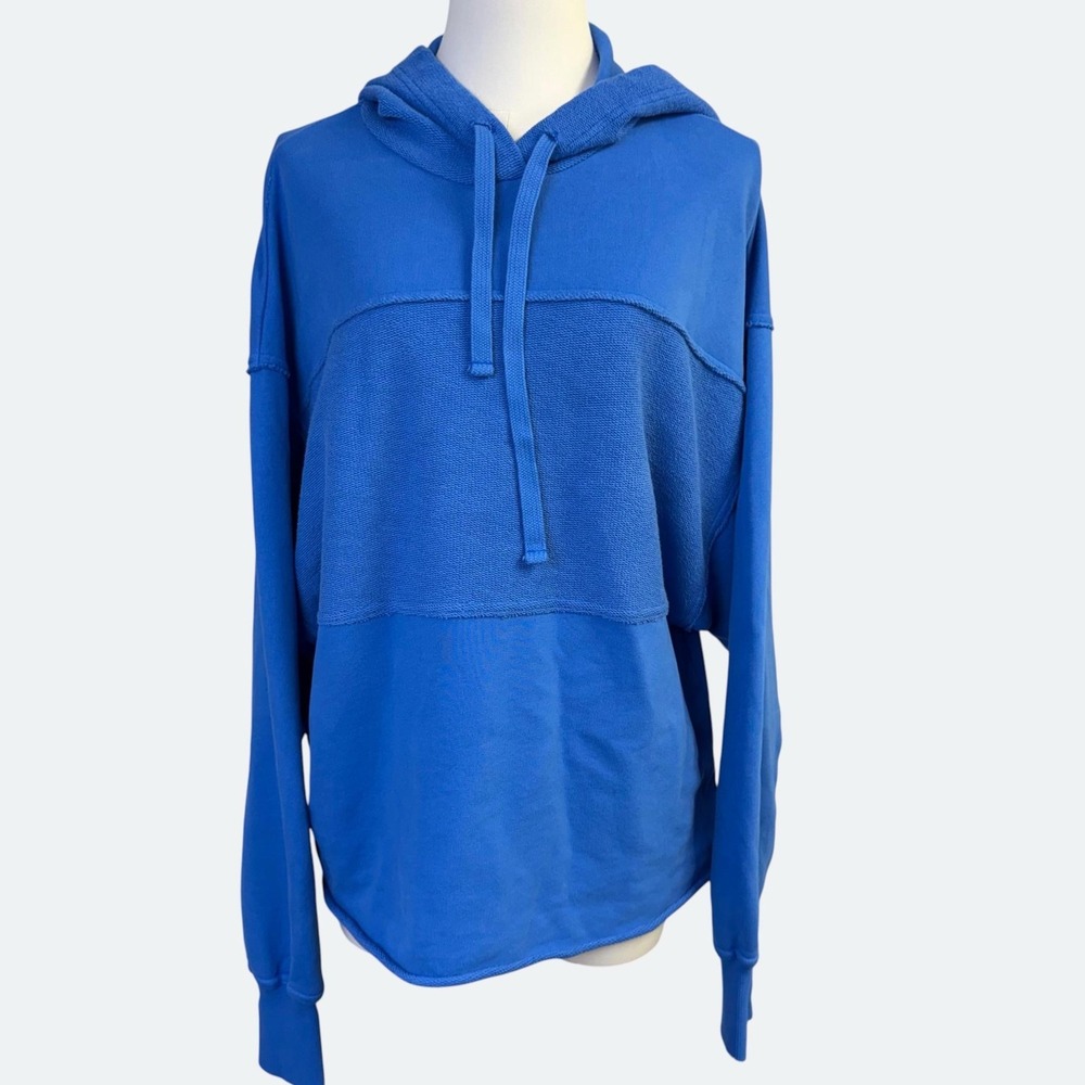 American Eagle Outfitters Hoodie Womens S Blue Washed Throwback Seamed Pullover
